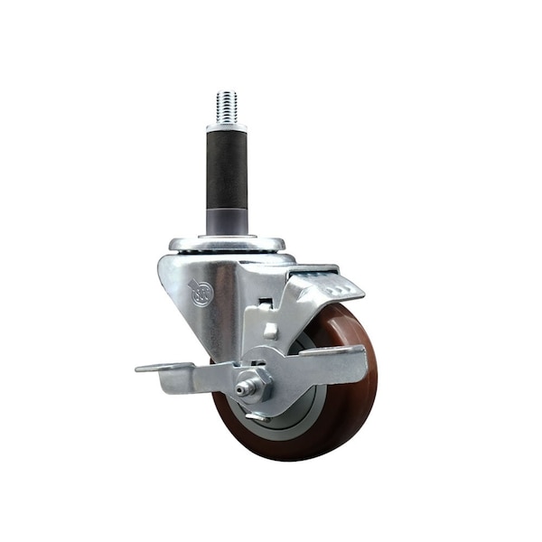 3'' SS Maroon Poly Swivel 1'' Expanding Stem Caster with Brake